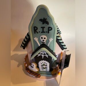 Broomstick Blvd Halloween Pink Black R.I.P. Candy Corn LightUp Haunted House NWT